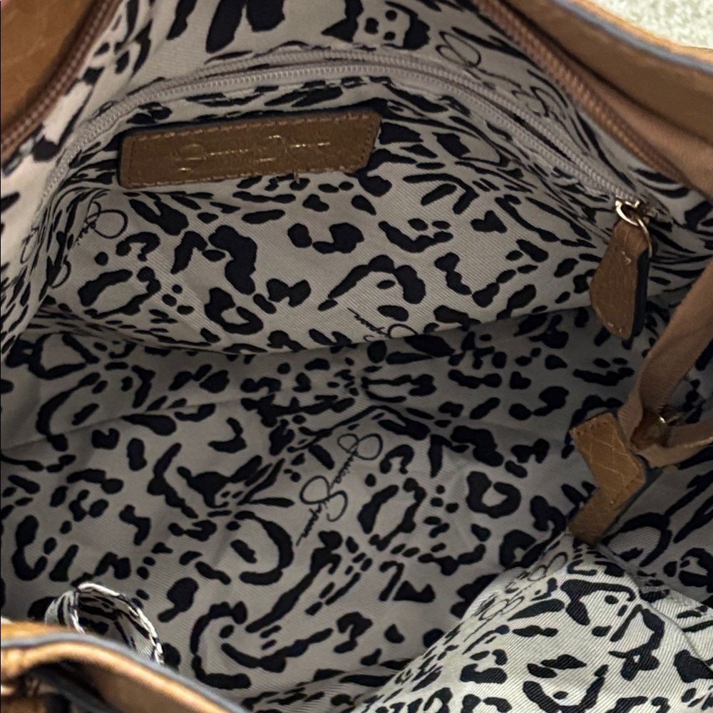 Jessica Simpson Bag Snake Embossed Brandy Hobo Leather Handbag - Picture 9 of 13
